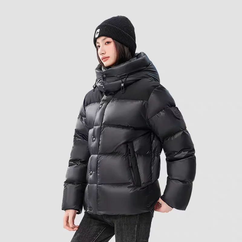 

Белая пуховая куртка-пуховик с капюшоном, утепленная, модная зимняя куртка унисекс в корейском стиле, прямого кроя, на молнии