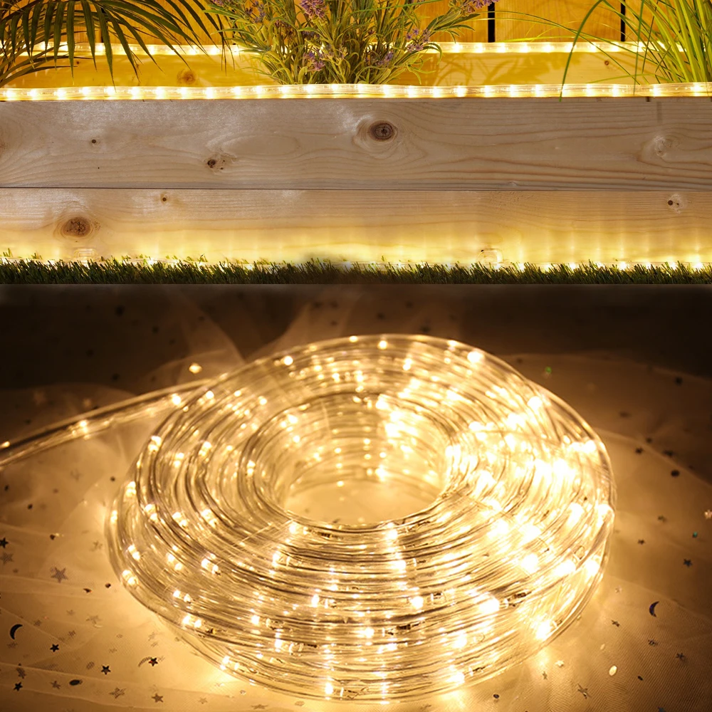 

328FT LED Rope Lights for Outdoor Stairs Patio Garden Party Decor DIY 110V Waterproof Flexible 3000K Warm White LED String Light