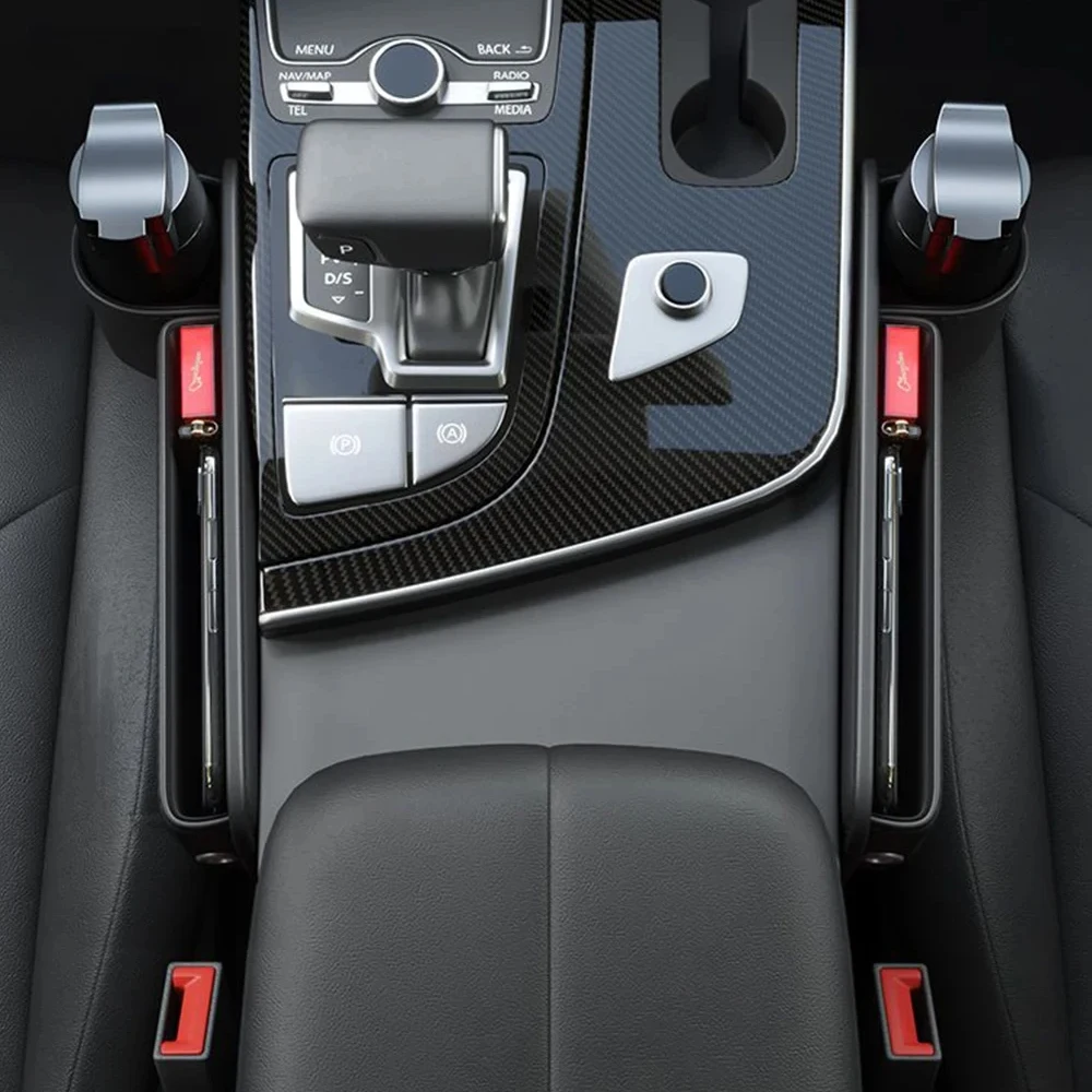 Car Seat Gap Water Cup Holder Leather Universal Crevice Side Storage Box Driver Front Auto Seat Gap Filler Organizer In the Car view 5
