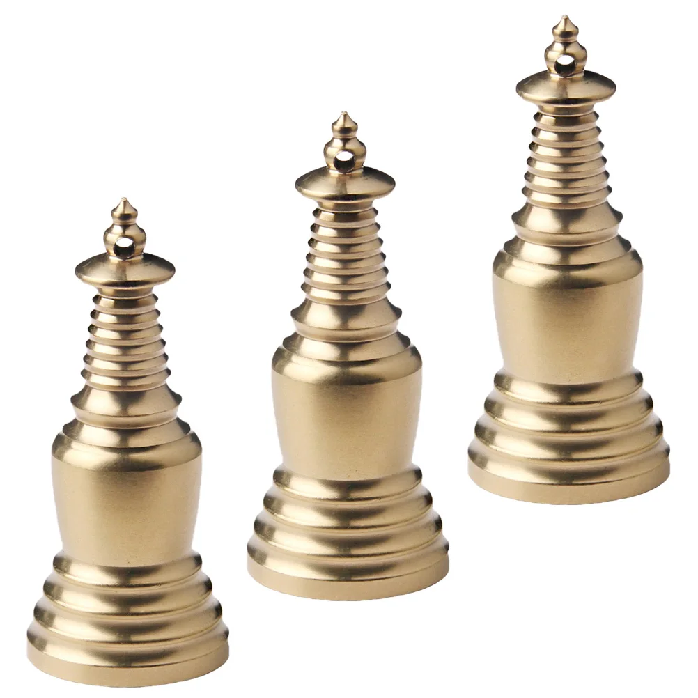 

3Pcs Long Lasting Brass Pagoda Pendants Diy Openable Hanging Tower Decor Keychain Accessories