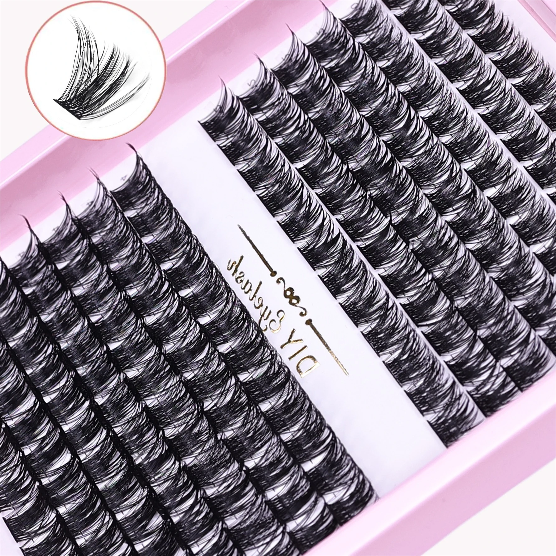 Wimpernbüschel 168 Stück 10-16mm D-Curl Wispy Einzelwimpernverlängerungen Natürlicher Flauschiger Look DIY Wimpernverlängerung für den Alltag – Detail 3