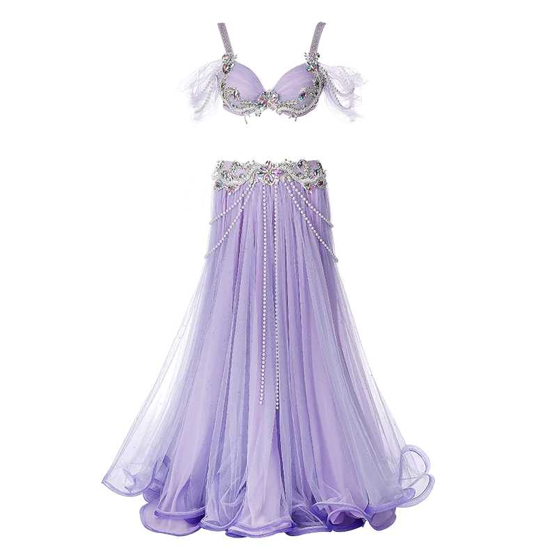 Costume de danse du ventre personnalisé, robe de spectacle, Double couche, grande jupe pivotante, robe de spectacle de compétition, nouvelle collection 2025