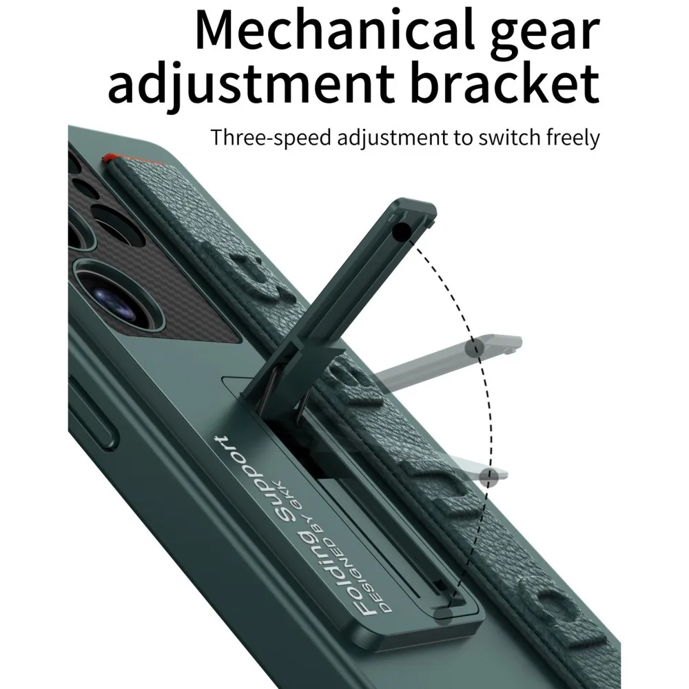 Frosted Hard PC Back Cover Case for Samsung Galaxy S25 Ultra Plus Hand Strap Phone Stand Bracket