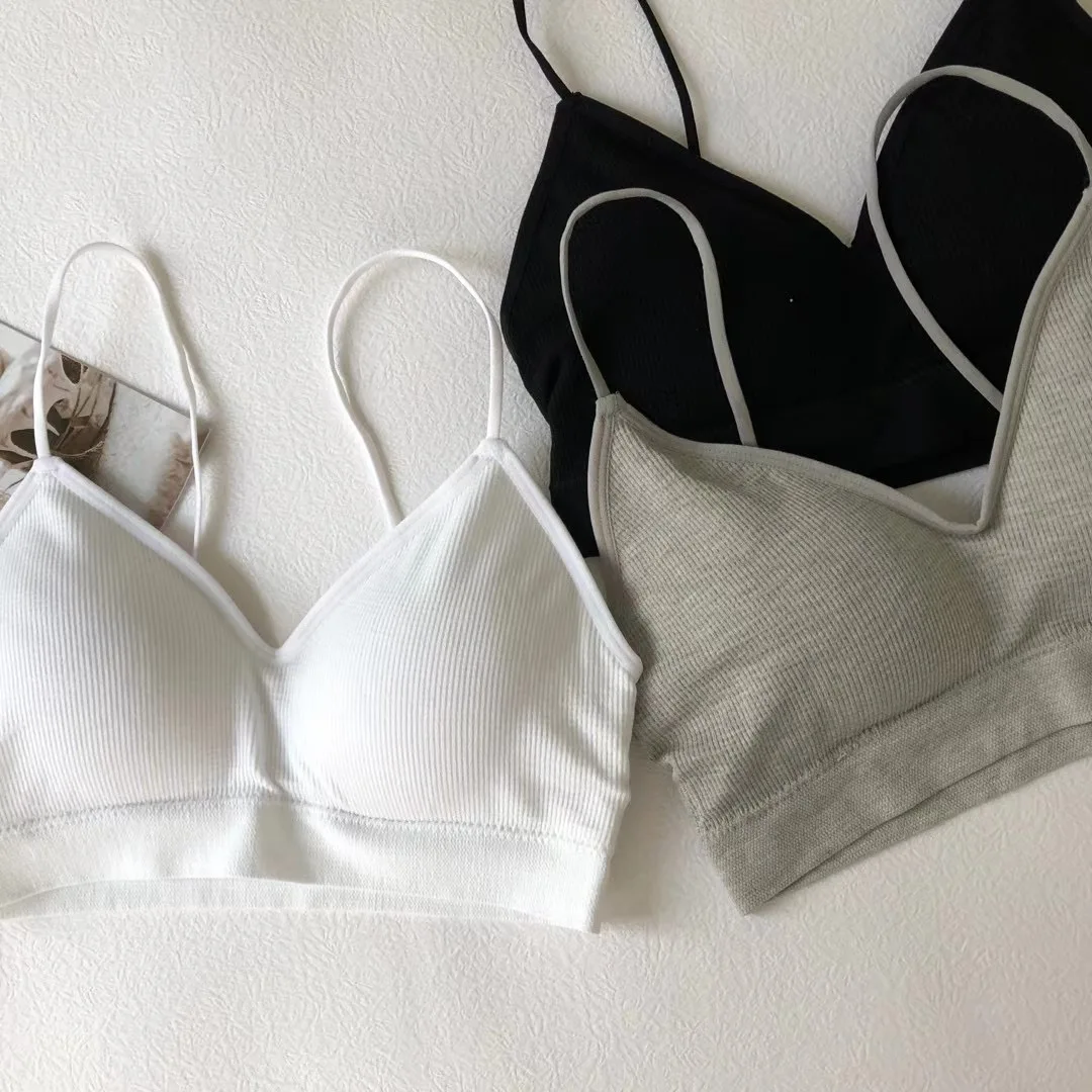 Koreański biustonosz na ramiączkach, seksowna bielizna, bez fiszbin, cienkie ramiączka, zapobiegający odsłanianiu, modelujący top na ramiączkach dla studentek.