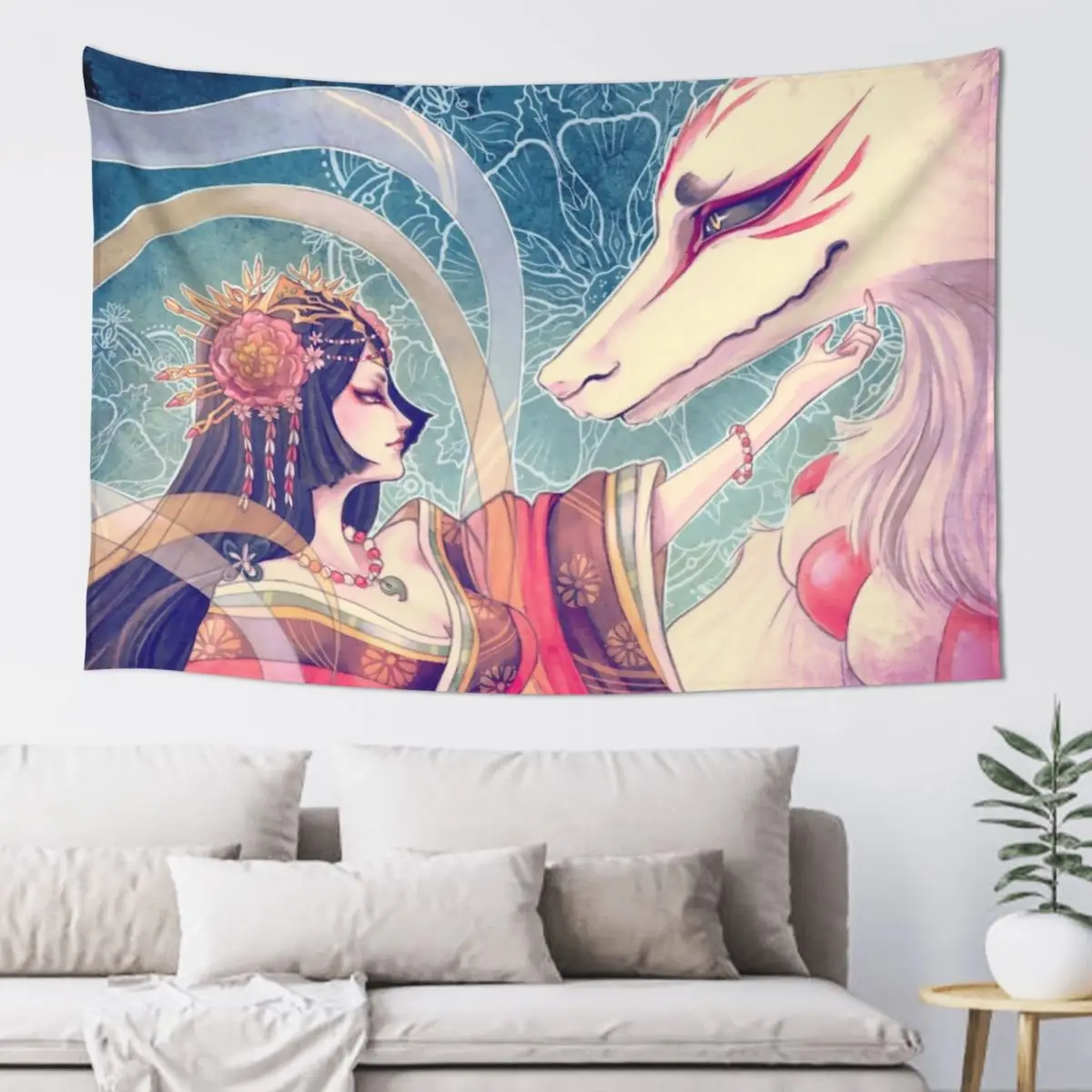 

Fox Love Tapestry Decoration For Bedroom Room Decor Aesthetic Wall Deco Tapestry