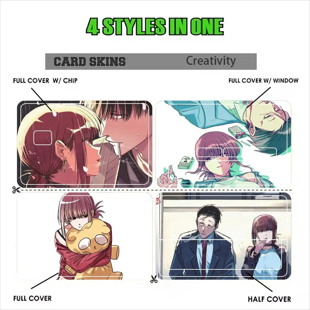 Manga Smoking Behind the Supermarket with You  Sticker Film Tape Skin for Credit Card Debit Card Waterproof Stickers Cartoon