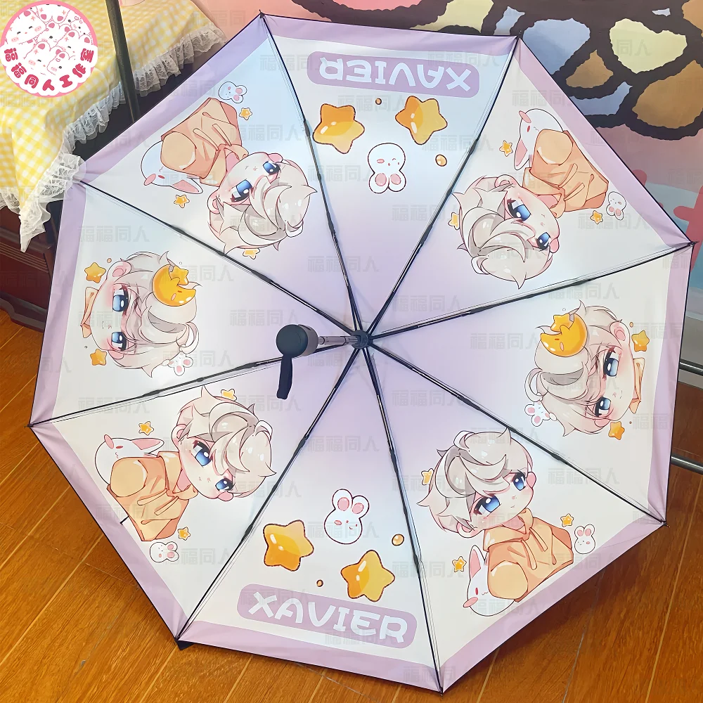 Anime Love and Deepspace Xavier Property Cosplay Accessories En-toutcas Brolly Automatic All-weather Umbrella Xmas Halloween