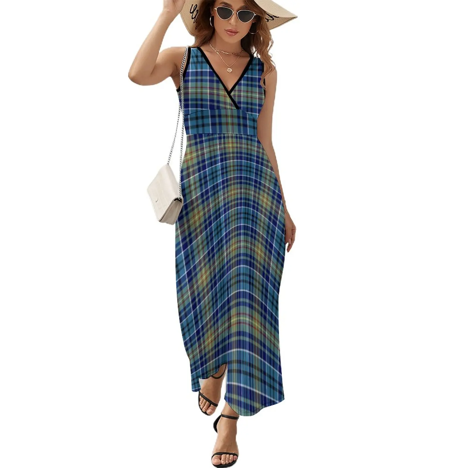 

O'Sullivan Tartan Bright Blue Irish Plaid Sleeveless Dress Dress for girls dress women summer