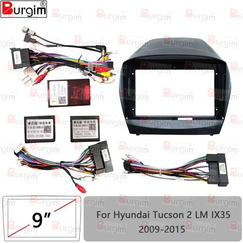 Car Radio Fascias For Hyundai Tucson 2 LM IX35 2009-2015 9 inch Stereo Panel Wiring Harness Power Cord Adapter Canbus Decoder