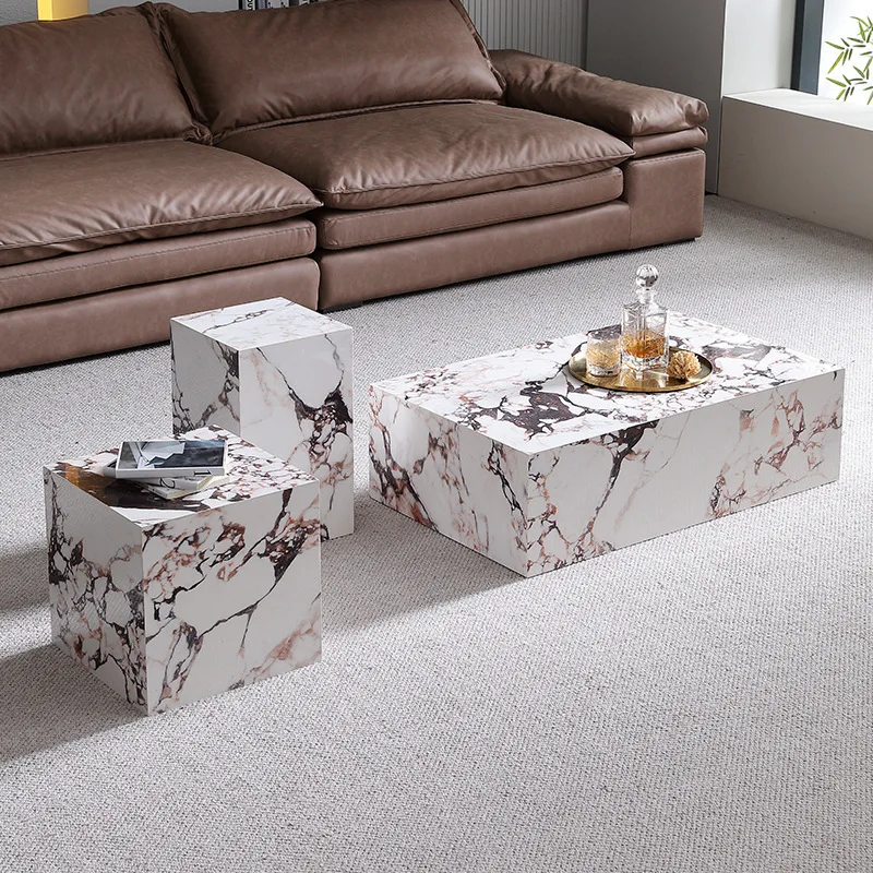

Rock Slab Coffee Table Light Luxury Italian Modern Simple Minimalist Living Room Rectangular Geometric Stone High And Low