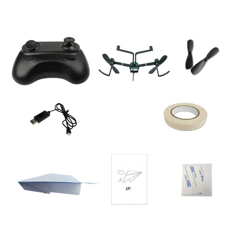 

1Set 2.4G 2CH Remote Controller Power Paper Airplane RC Aircraft Kit Operating System with Bracket Propeller for Kids Toy DIY