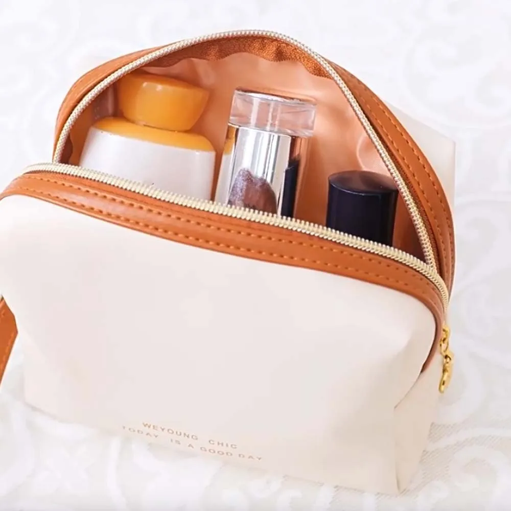 Wallet PU Makeup Bag Large Capacity Toiletry Organizer Wash Bag Octagonal Multi-functional Skincare Storage Pouch Girls