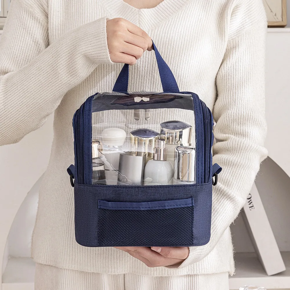 Professional Makeup Brushes Shoulder Bag Transparent Oxford Cloth Cosmetic Storage Bag Lightweight Multifunctional