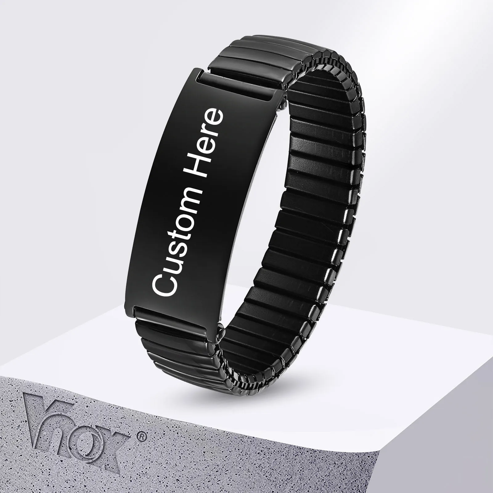 

Vnox Customized Inspirational Bracelets for Men Women,14.3mm Stainless Steel Stretch Band,Elastic Watch Band Bracelet Gift Him