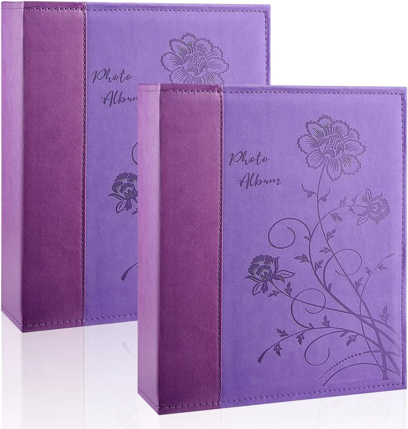 

Photo Album 8x10 2 Packs Clear Pages Pockets Leathe Cover Slip Slide in Photo Album Each Holds 100 Vertical 8x10 Photos