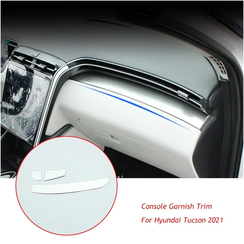 Car Dashboard Center Control Edge Trim Cover Interior Garnish Sticker Strips For Hyundai Tucson NX4 2021 2022 Accessories