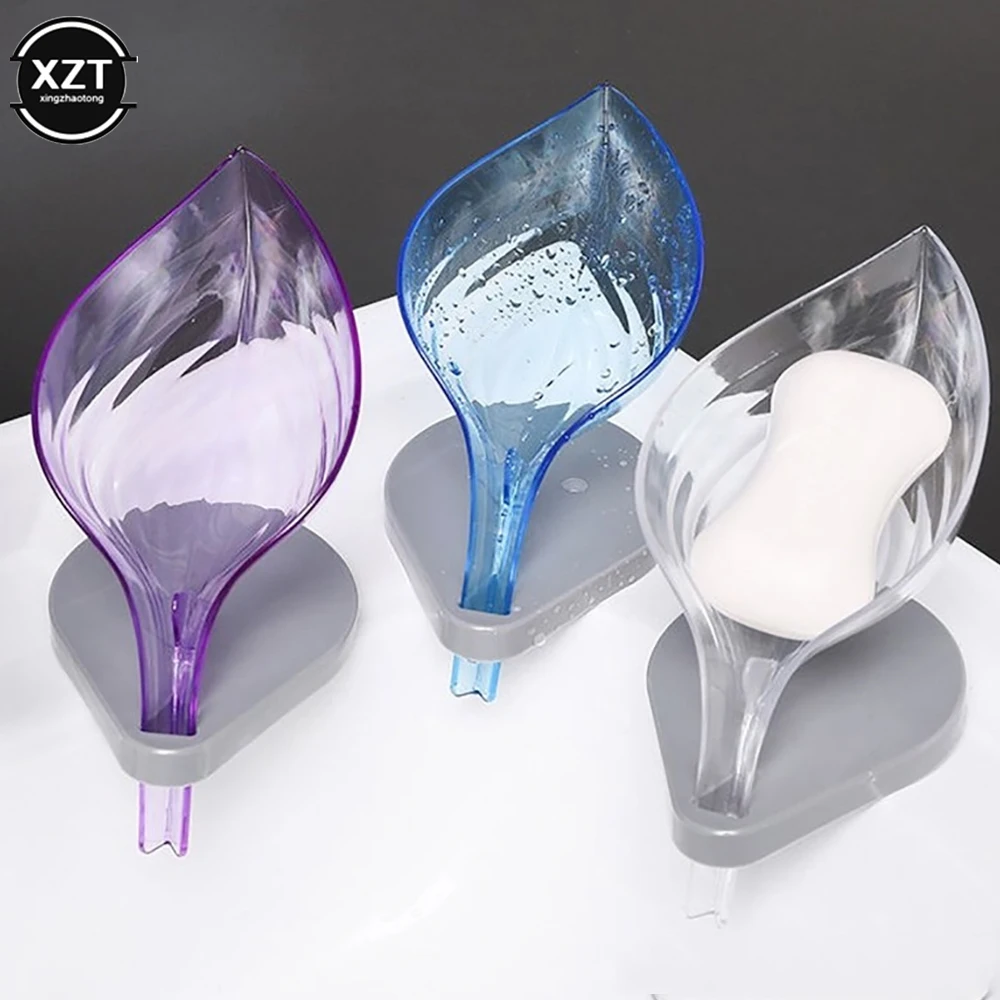 Leaf Shape Bathroom Soap Holder Dish Soap Kitchen Sponge Soap Box Storage Non-slip Drain Soap Case Container Bathroom accessory