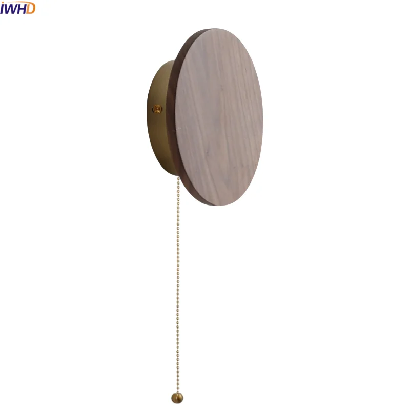 

IWHD Interior Design LED Wall Light Fixture Balcony Bedroom Luminaire Brass Japan Style Simple Wooden Bedside Lamp Lampara Pared