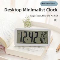 LCD Screen Multi-Function Clock with Temperature Humidity Display Student Home Alarm Clock Year Month Day Indicator Mute Feature