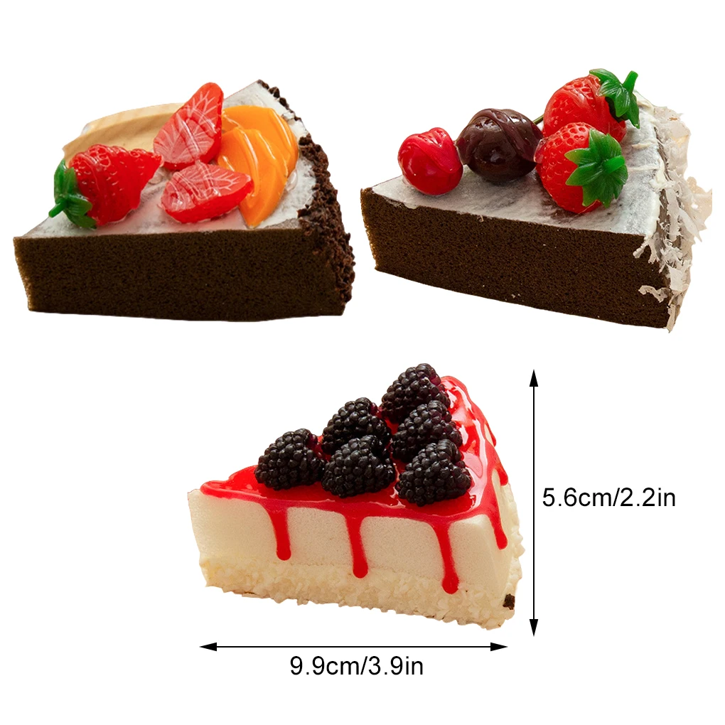 2 peças falso padaria pvc decorações de frutas realistas modelo de bolo função magnética padaria creme decorações modelo