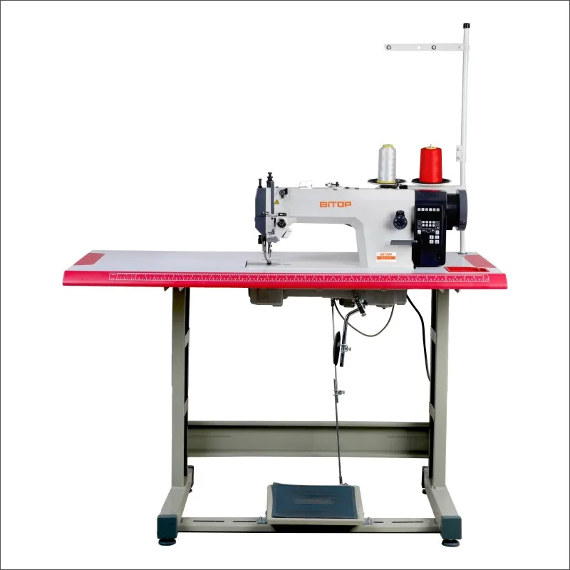 Computerised luggage compound feed walking foot lockstitch sewing machines