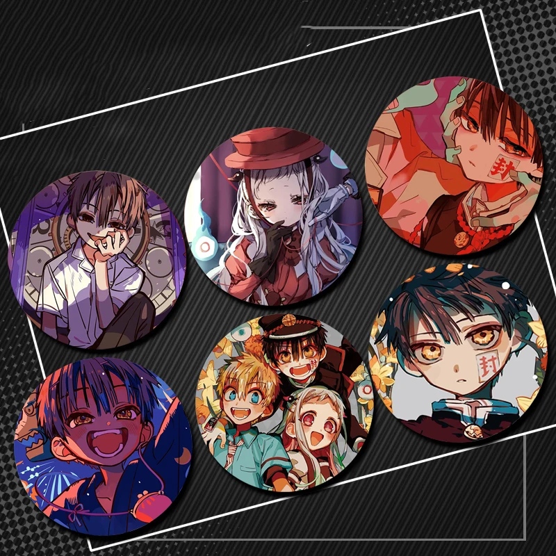 

Toilet-bound Hanako-kun HD Print Brooch Anime Cartoon Figure Yugi Amane Yashiro Nene Minamoto Kou Round Display Brooches Jewelry