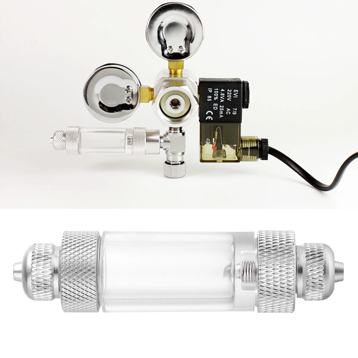 

Silver Co2 Bubble Counter Double Head Diffuser Anti-Reverse Design Nut Locking Easy Install Aquarium Tool Co2 Bubble Counter