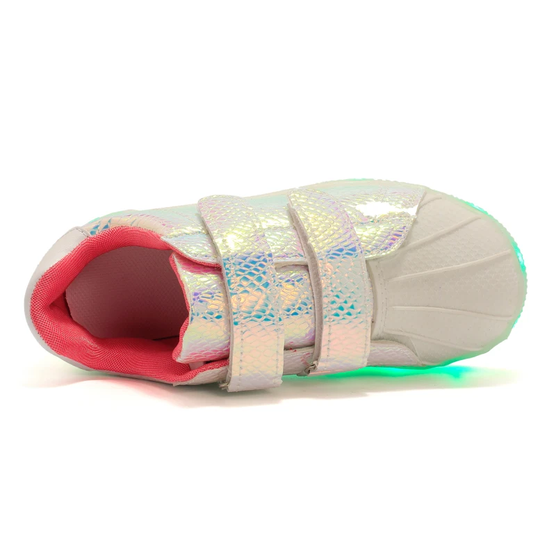 7ipupas Usb Charging kid Shoes shell pink Glowing Sneakers LED With Light Up Boys girls Shoes Basket Tenis Led Luminous Sneakers