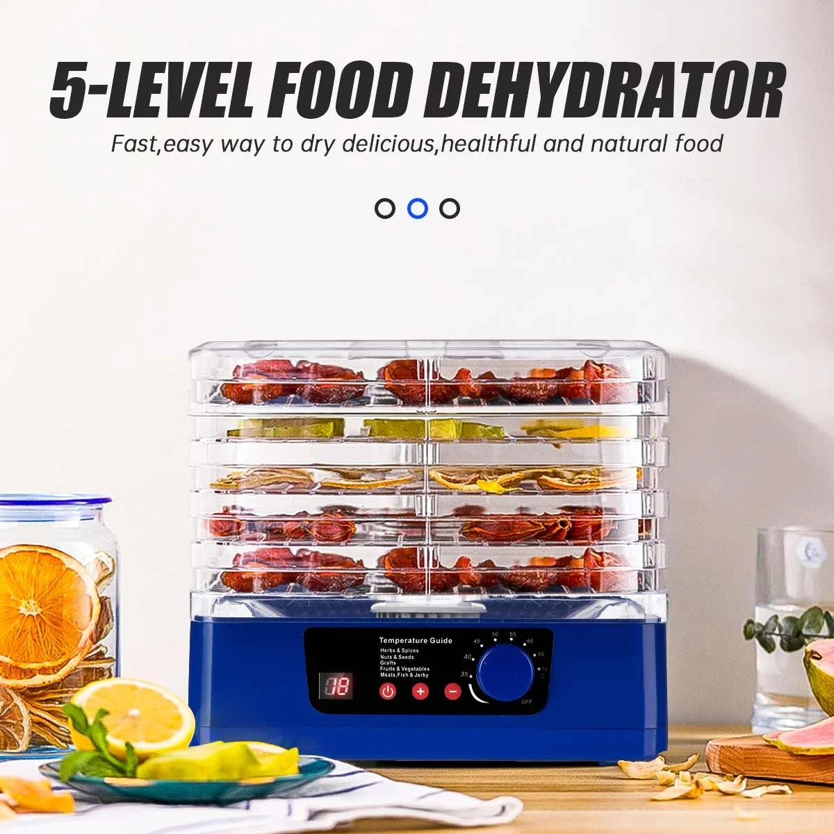 

Dried Fruit Vegetables Herb Meat Machine Household Food Dehydrator Pet Meat Dehydrated 5 Trays Snacks Air Dryer