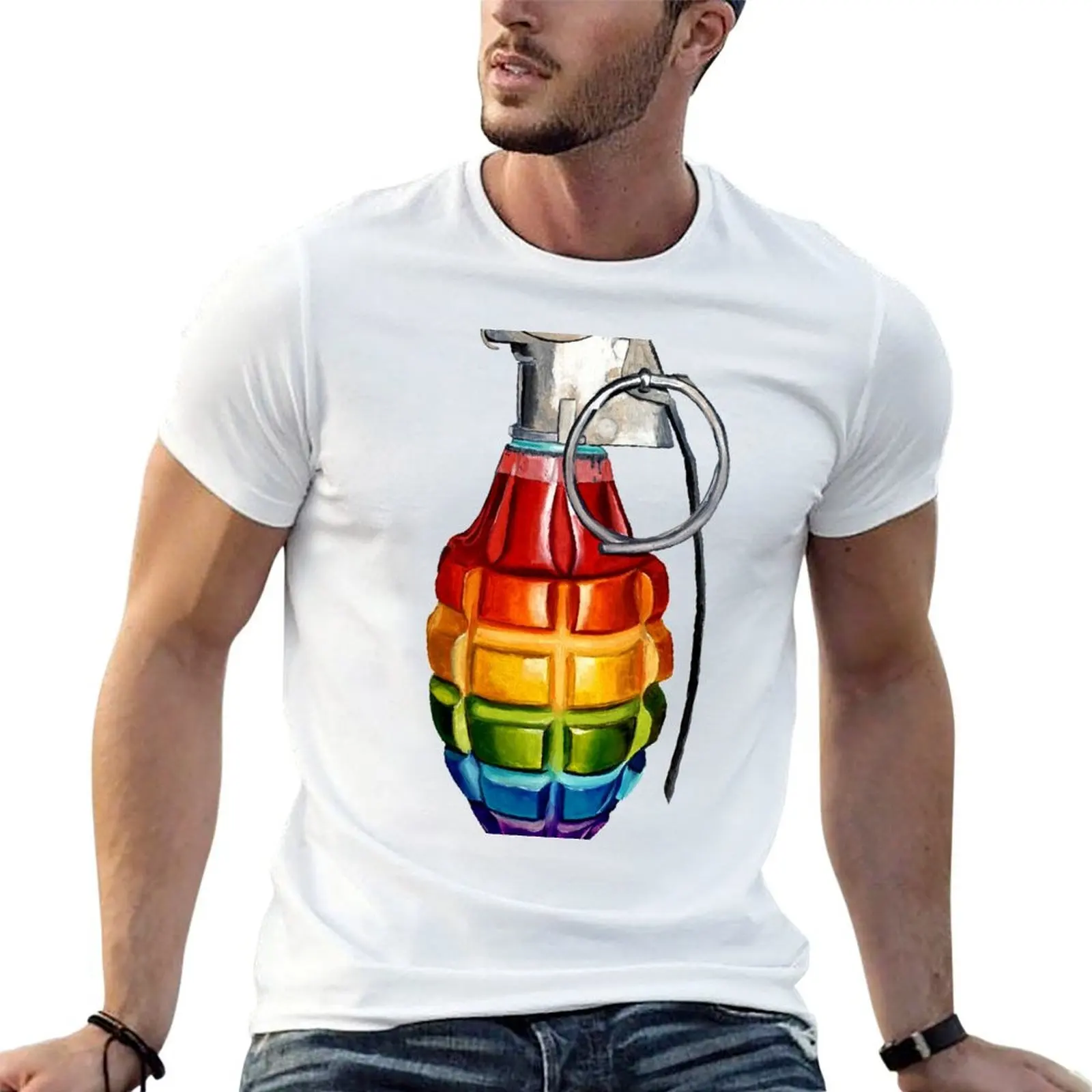 Rainbow Grenade T-Shirt Comfortable Work Wear Tee