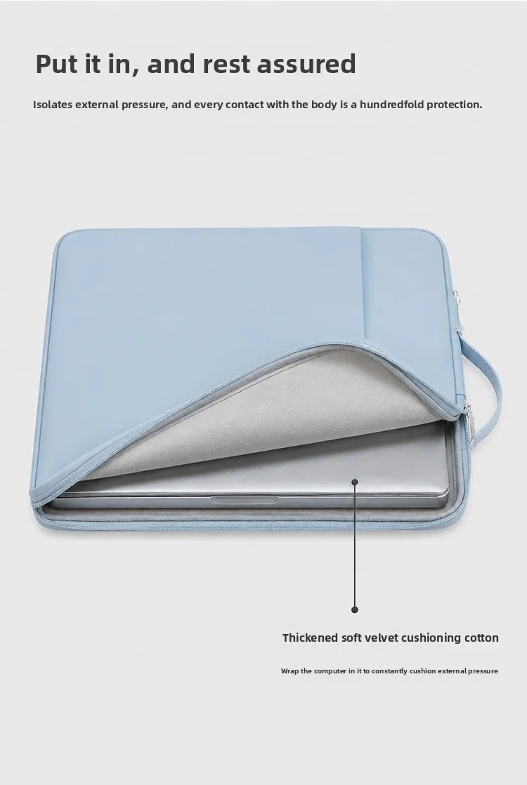 PU-Leder Laptop-Handtasche 11-15,6 Zoll Wasserdichte Hülle für Notebooks mit Plüschfutter – Detail 3