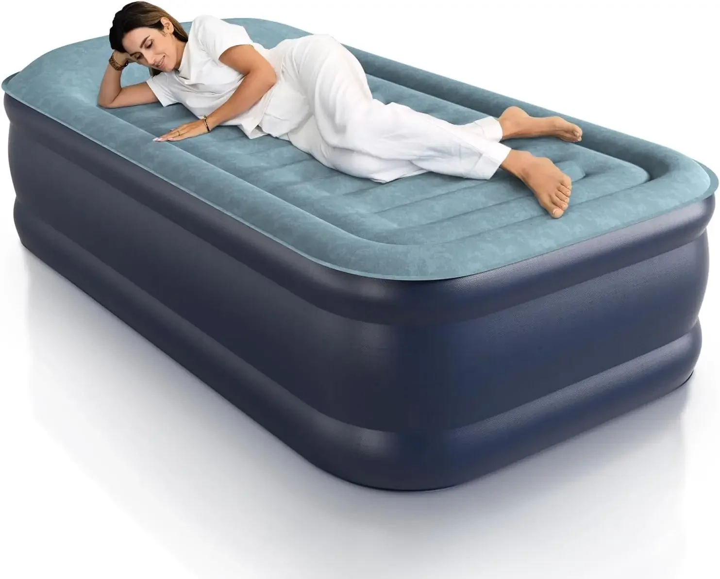 Top Pillow with Built in Pump, 3 Mins Fast Inflation Auto Stop Luxury Blow Up Mattress Comfort Air Bed, Co