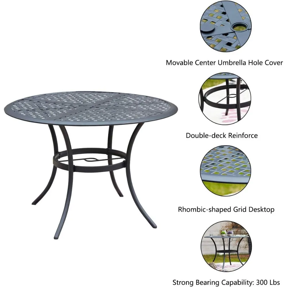 Romayard 42 Inch Outdoor Dining Table Round Patio Bistro Table Powder-Coated Steel Frame Top Patio Dining Table Outdoor