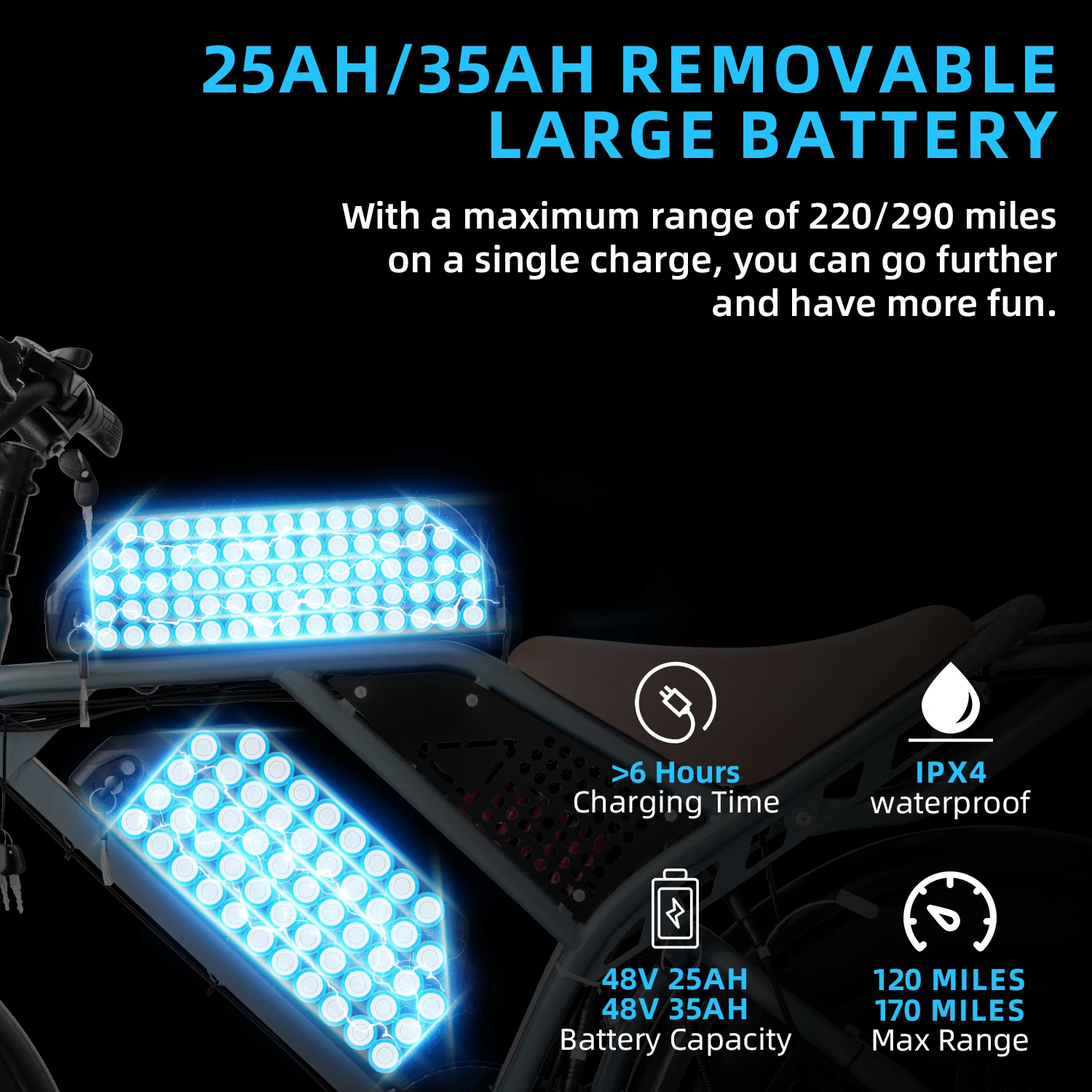 DEEPOWER QS7 دراجة كهربائية 1500 واط فرش السيارات الدراجة الكهربائية الجبلية 48 فولت 60AH بطارية ليثيوم سرعة 50 كم/ساعة الكبار على الطرق الوعرة Ebike #3