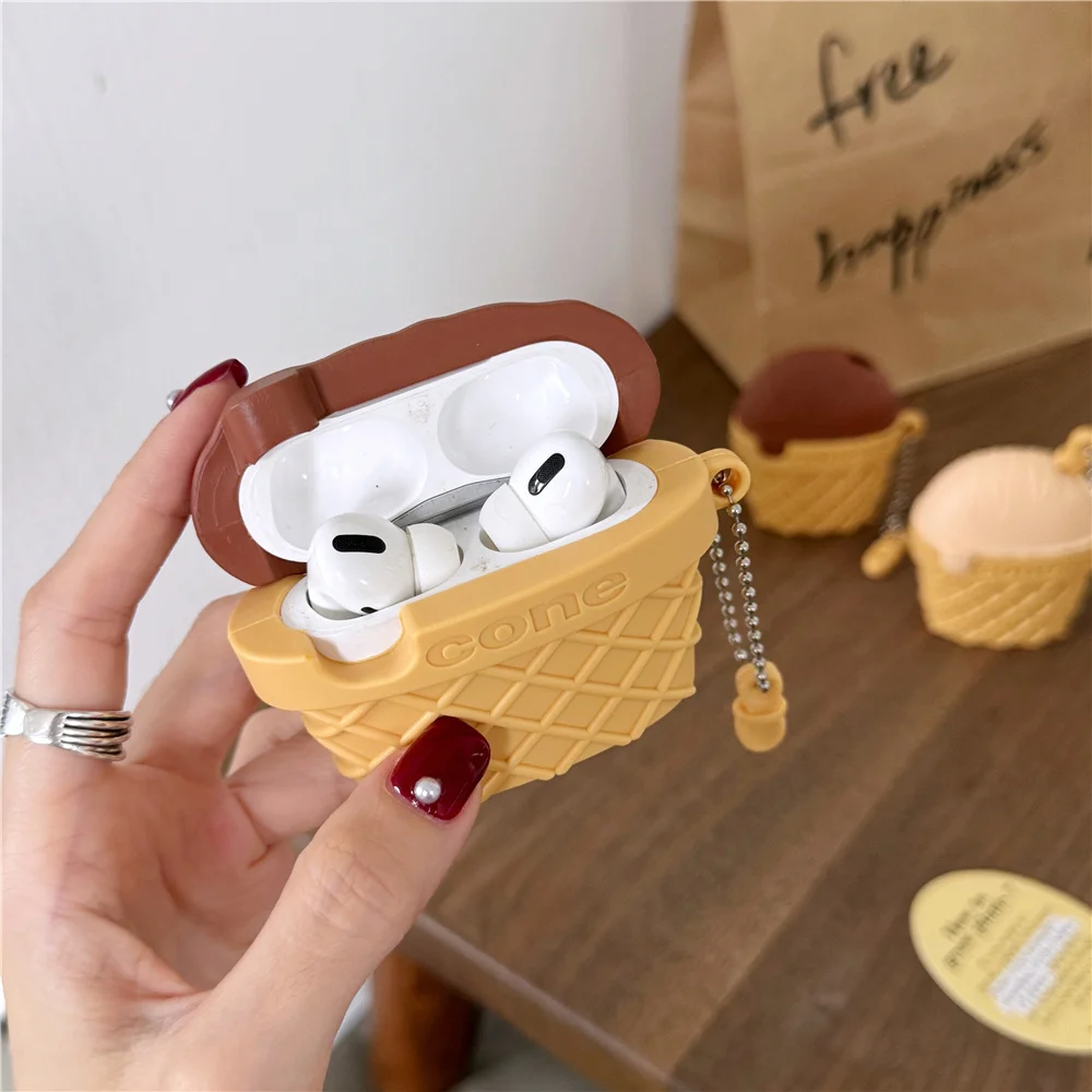 New ice cream Case For Apple Airpods Pro2 2022 2023 Protect Earset Cover For Airpods 3 2 Accessories Cute Decoration Pendant