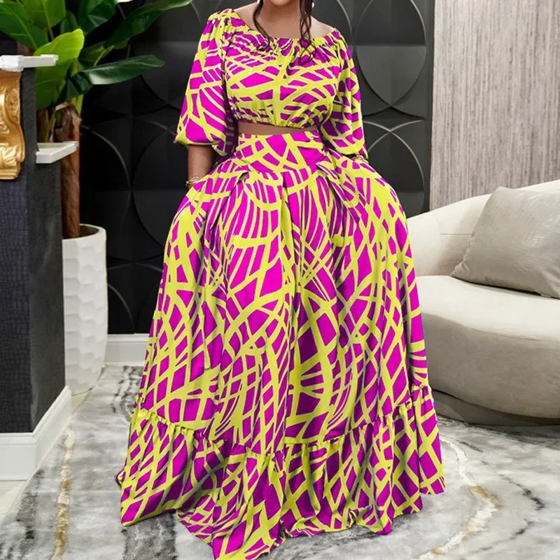 2024 Spring women's temperament elegant print dress fashion set