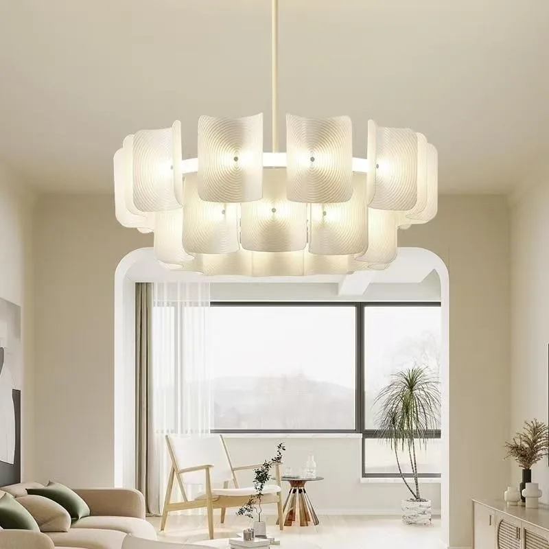 French Designer Cream Chandelier Living Room Dining Bedroom Main Lamp Luxury Villa Home Decor Indoor Lighting Fixture