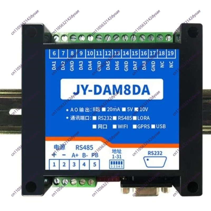 

8DA DAQ 8 Channels Analog Output Module 12-bit AO 0-5V/0-10V/4-20mA, Customize Modbus RS485 RS232 USB Ethernet WiFi