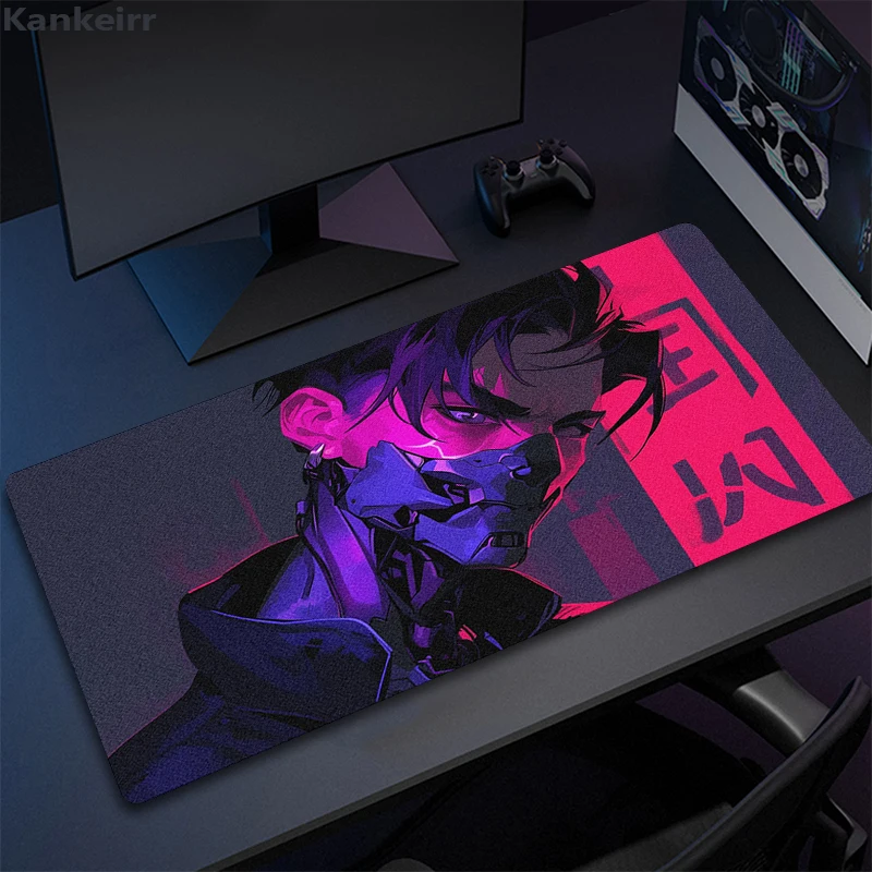 Large Computer Gaming Accessories Mouse Pad Anime Samurai Oni Mask Mousepad Gamer Professional Premium Mouse Mat Speed Desk Mat