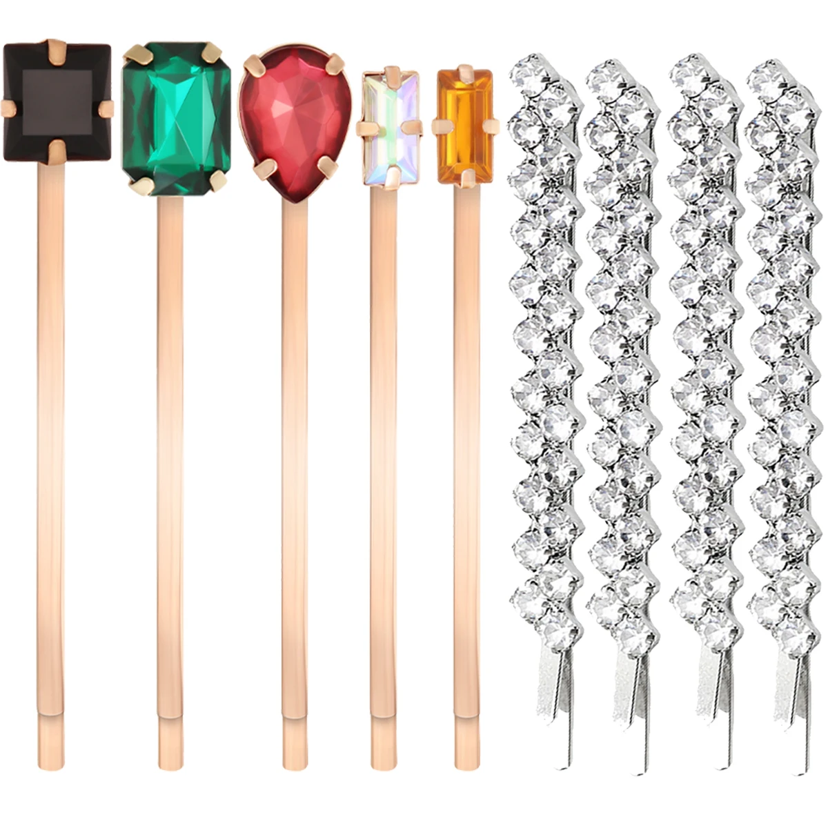 

5Pcs Retro Golden Hair Clips Elegant Alloy Accessories for Women Girls Wedding Party Daily Life Gift Drill Hair Clip