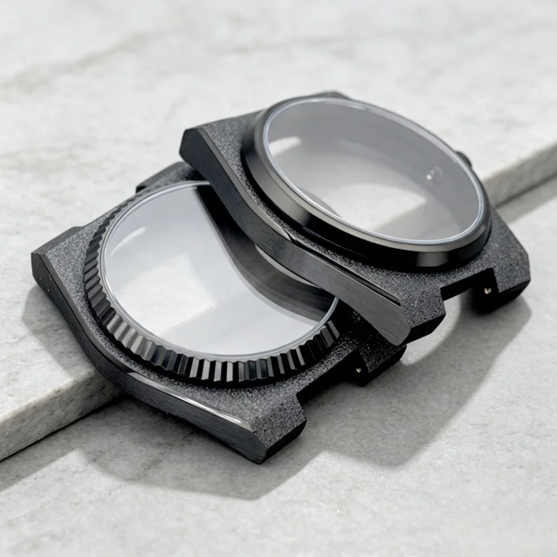 Black PRX Super Player Watch Case Grit Nail Sand Effect Sapphire Glass Replacement Shell Fit NH34 NH35 NH36  Automatic Movement