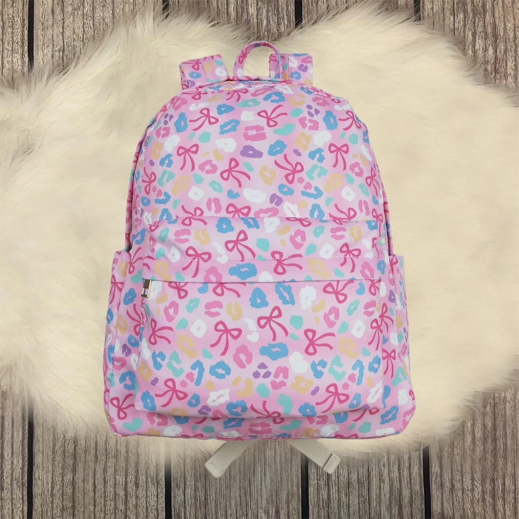 

Baby Girl Bows Backpack Daypack Toddler Children Leopard Outdoor Portable Kids Girls Boutique School Zipper Bag Wholesale