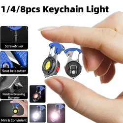 1/4/8pcs Mini Keychain Light Rechargeable COB Light Portable Magnetic Work Light Waterproof LED Light Durable ABS Material