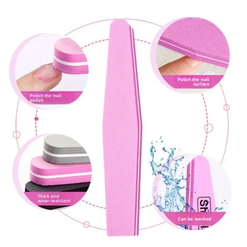 10PCS Nail Polish Buffing Sanding Buffer Strip Polishing Pedicure Professional Double-sided Nail File Block Colorful Sponge