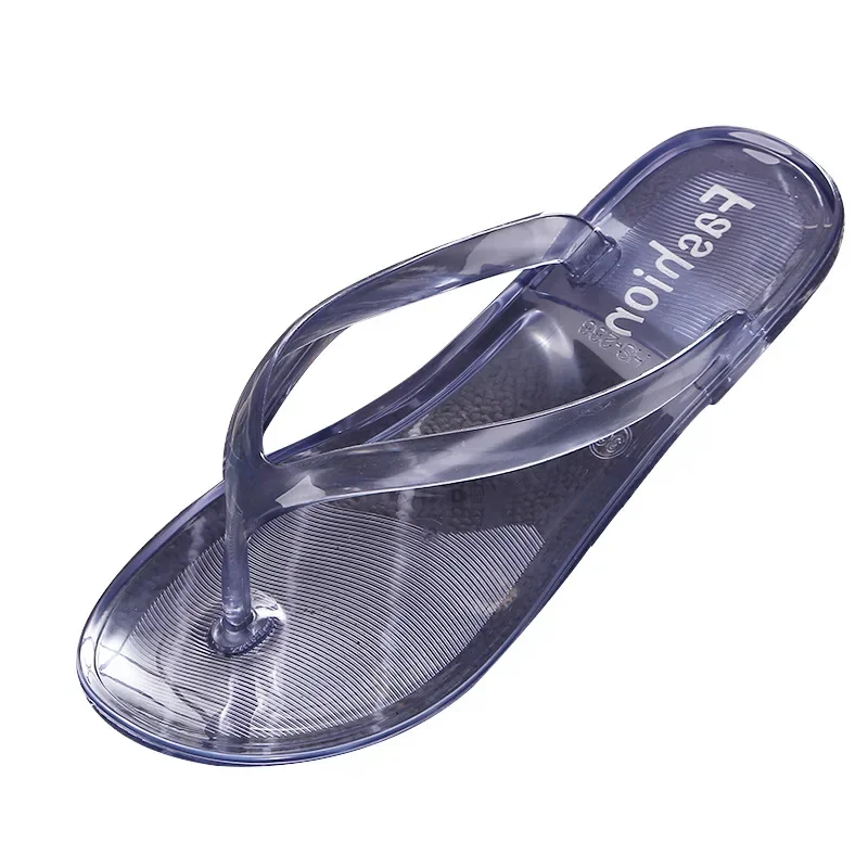 Transparent Beach Sandals Women\'s Jelly Crystal  Flip Flops Women Summer Outside Flat Bottom Slippers Ladies Plastic Sandal PVC