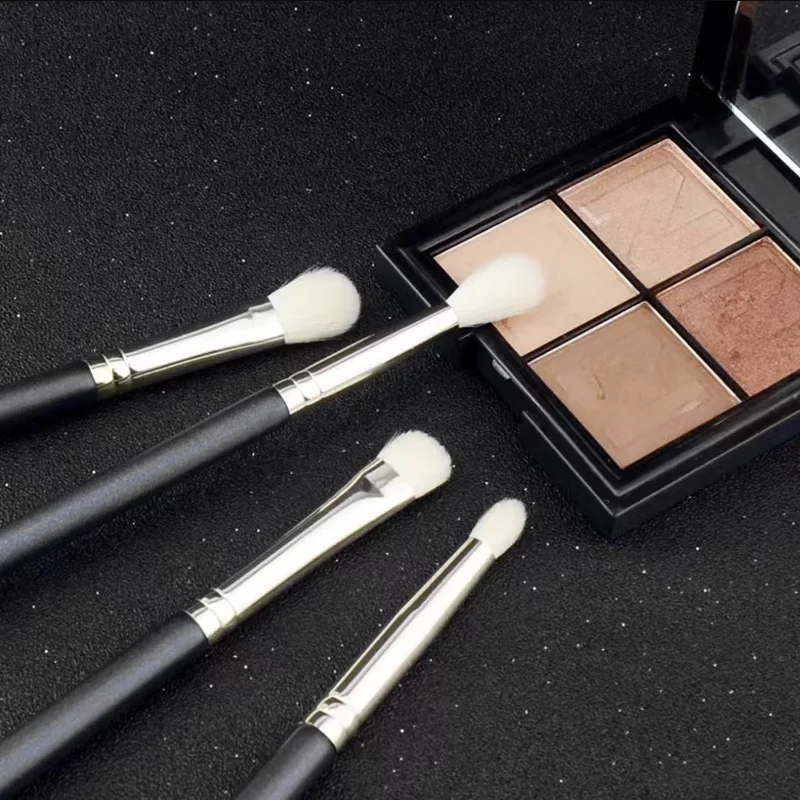 Brocha plana para sombra de ojos, 4 piezas, pinceles para mezclar arrugas, pelo de cabra, sombra de ojos, crema líquida en polvo, herramienta de maquillaje