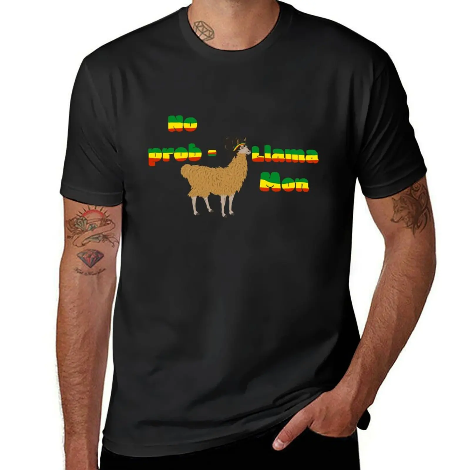 No Prob Llama Mon Funny Reggae Jamaica Rasta Pun T-Shirt graphics animal prinfor boys sweat mens graphic t-shirts pack