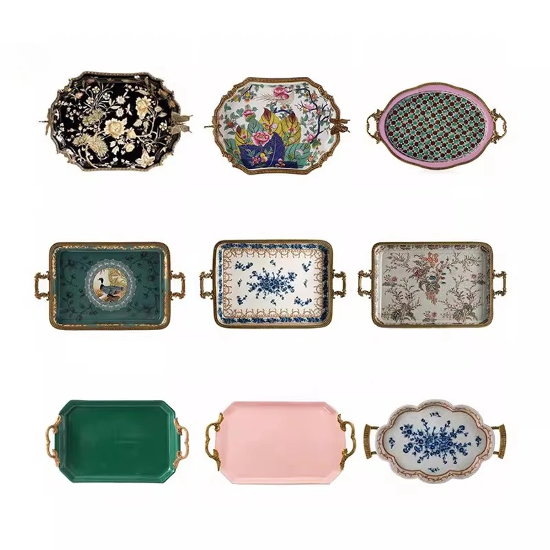 

European and American living room coffee table ornament, retro dried fruit plate, fruit plate dining table snack basin