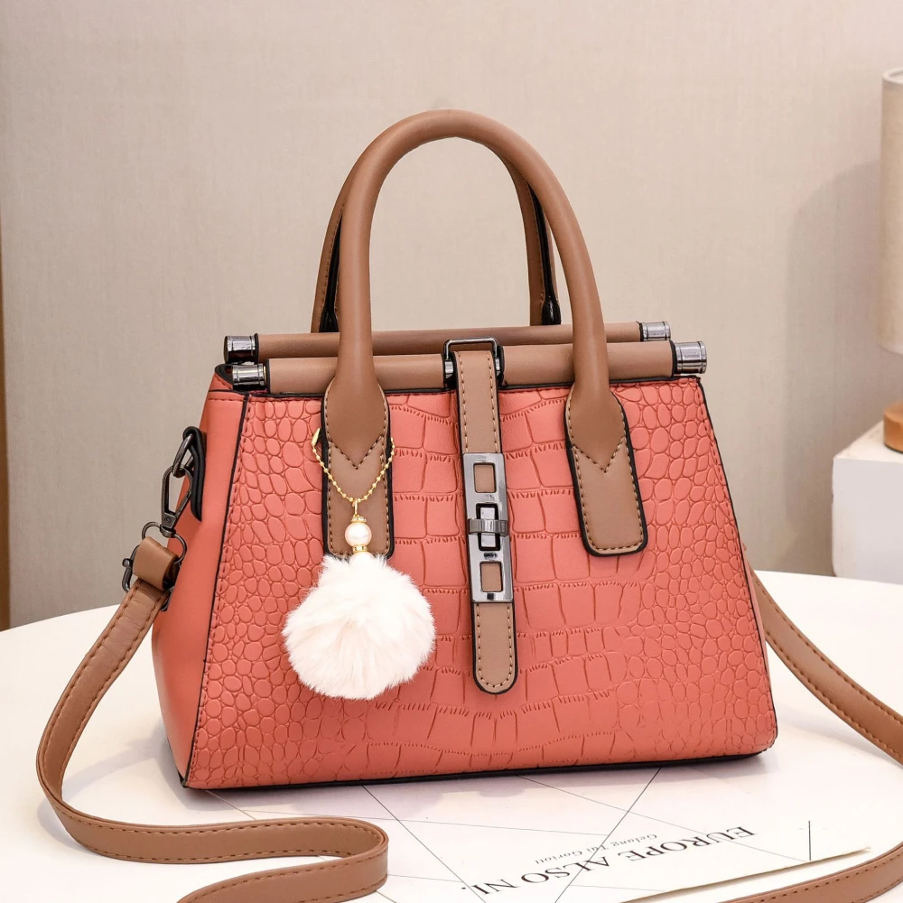 

Crocodile Pattern Handbag Solid Color Classic Top-Handle Bags With Adjustable Strap Fashion High Quality Crossbody Shoulder Bag
