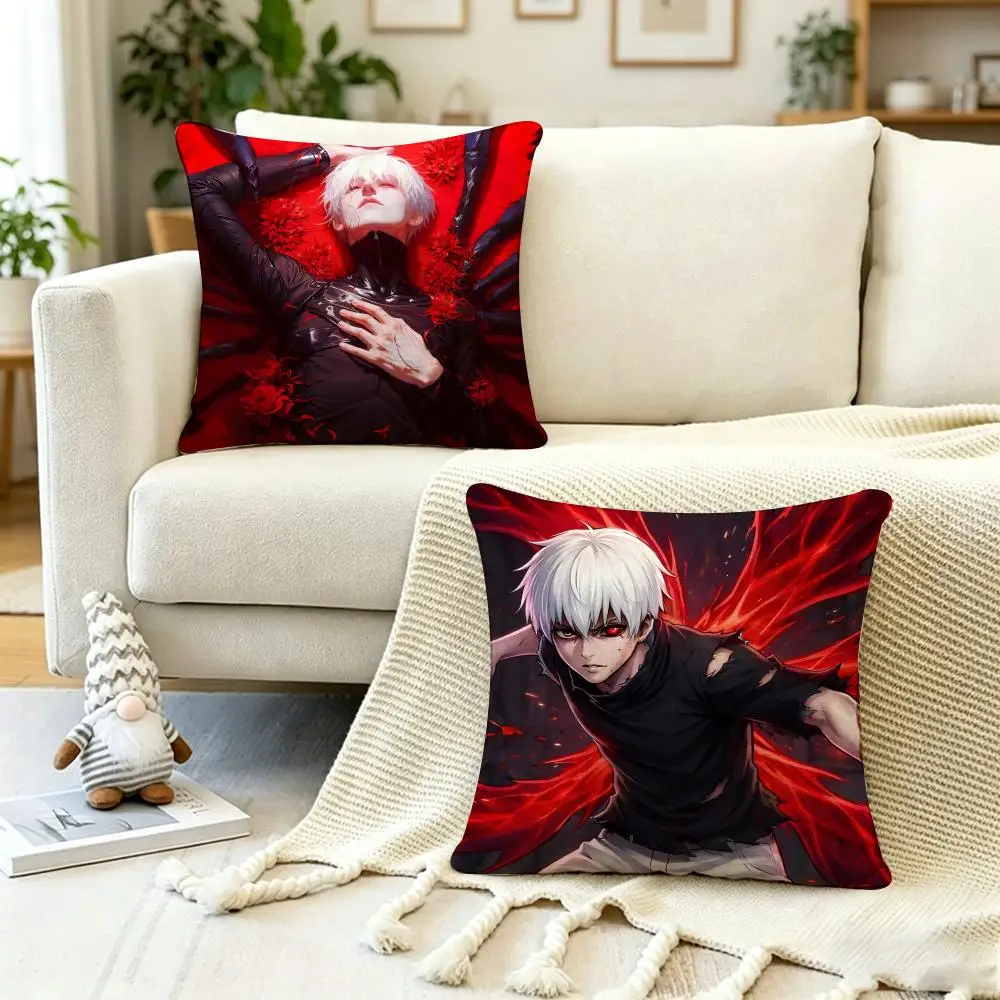 Anime Poster T-Tokyo G-Ghoul Cushion Cover Anti-dustmite Pillowcase Invisible zipper silky short plush Sofa cushion cover
